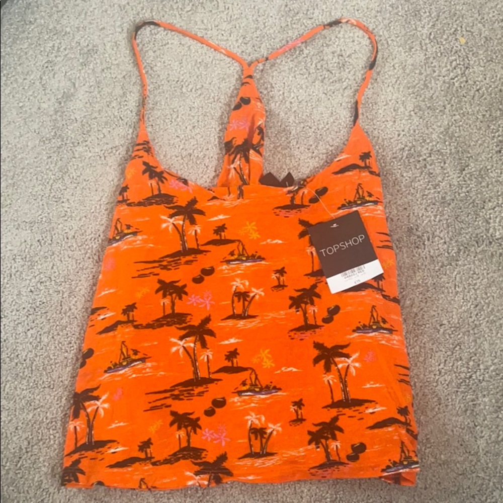 Top Shop Orange Vacation Tank NWT